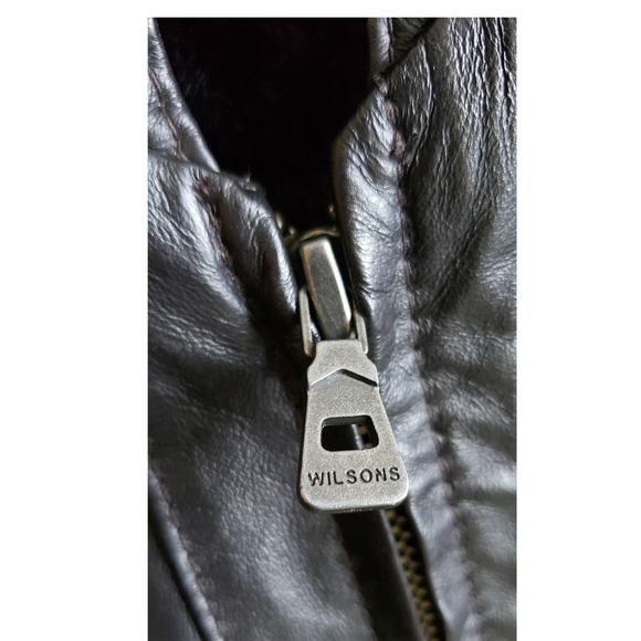 Wilsons Leather Jacket Womens XL Black Faux Fur Lined Hooded Coat Y2K Goth Moto - Picture 3 of 11